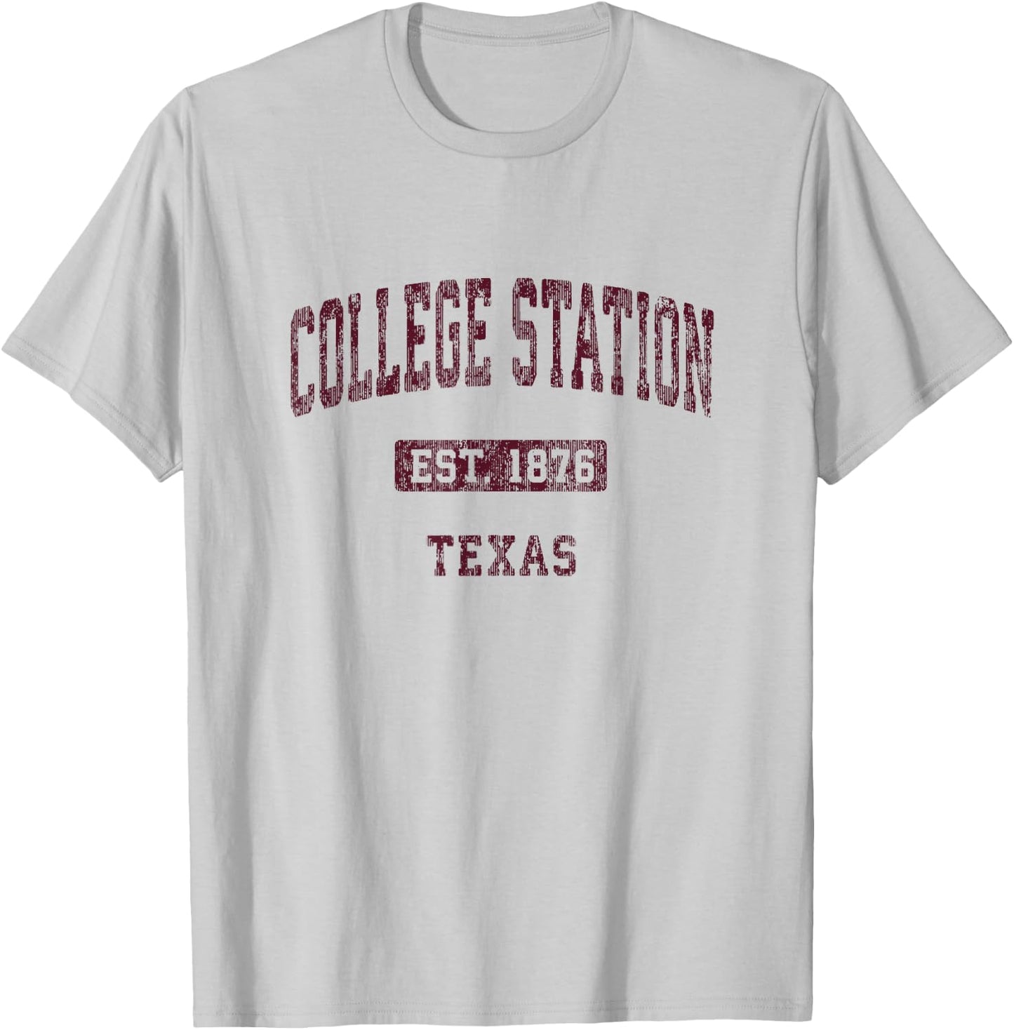 College Station Texas TX Vintage Athletic Sports Design T-Shirt - T-Shirt | Ash