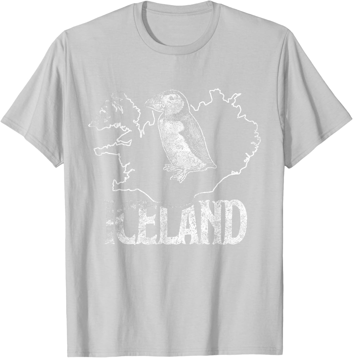 Iceland Map Love Puffins Cute Puffin Gift Kids T-Shirt - T-Shirt | Ash