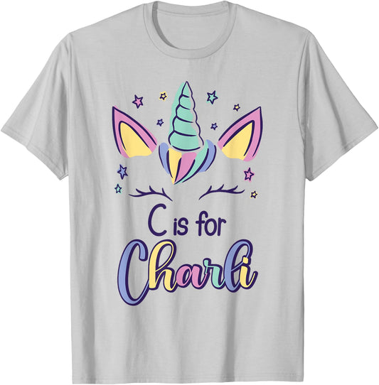 First Name Charli Personalized C Is For Charli T-Shirt - T-Shirt | Ash
