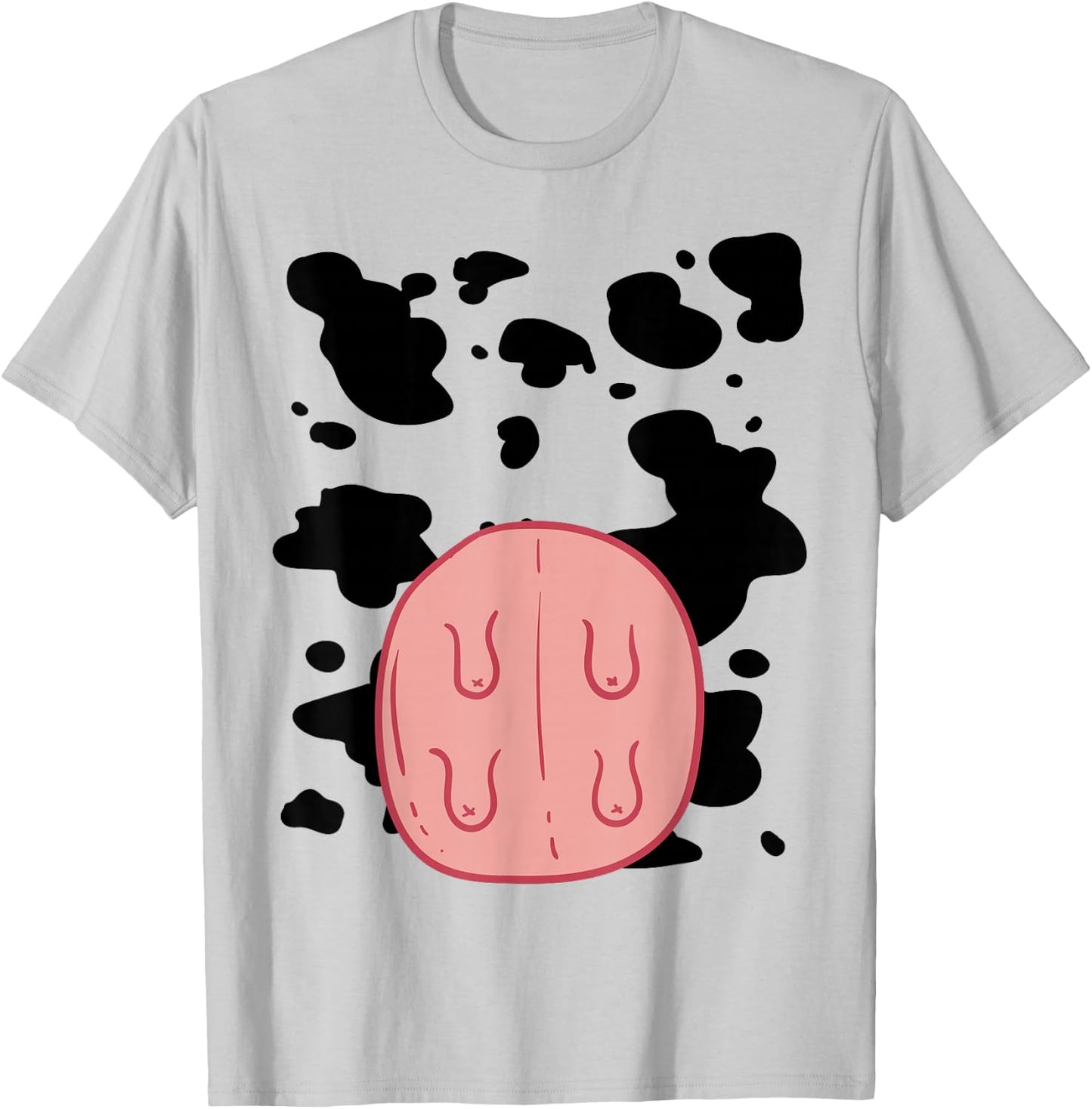 Cow Udder Pattern Funny Lazy DIY Costume Easy Halloween T-Shirt - T-Shirt | Ash