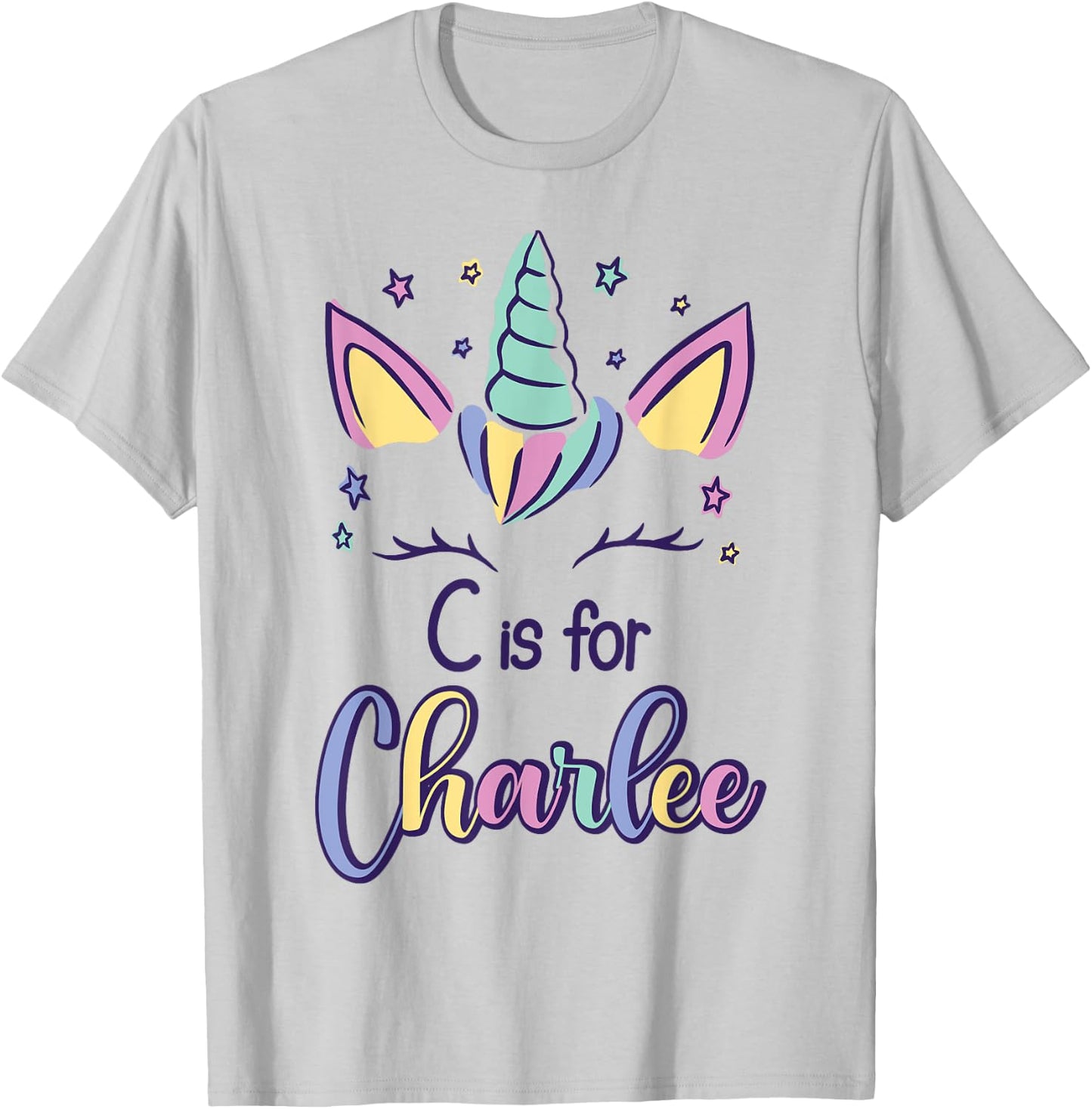 First Name Charlee Personalized C Is For Charlee T-Shirt - T-Shirt | Ash