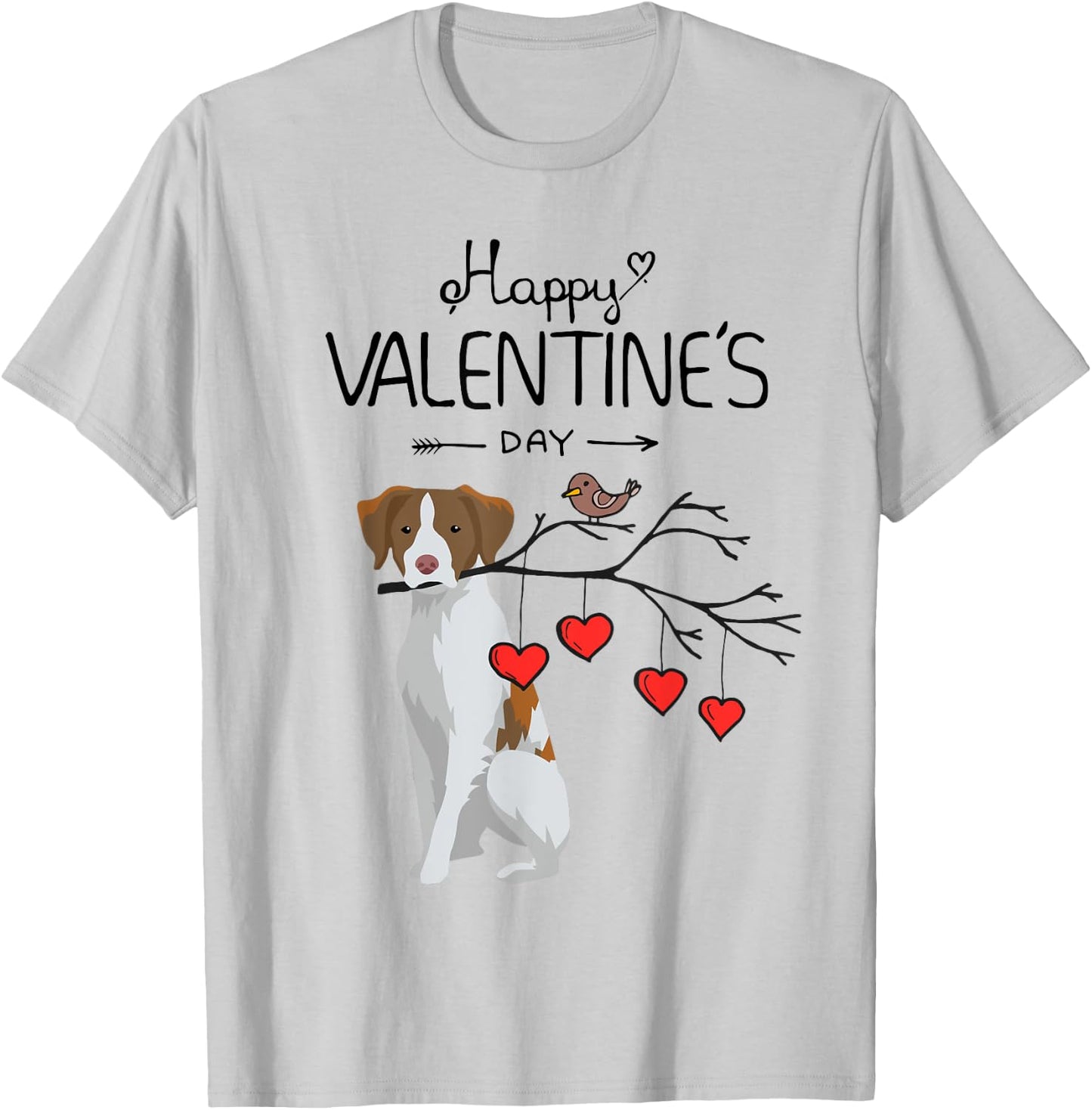 My Brittany Spaniel Dog Is My Valentines Day T-Shirt - T-Shirt | Ash
