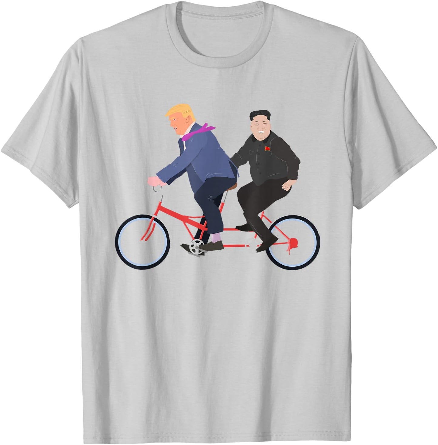 Trump and Kim Jong Un Tandem Bike Funny T-Shirt - T-Shirt | Ash