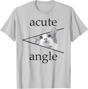 Funny Mathematics Cute Cat Kitten apparel Acute Angle Women Girls Kids T-Shirt - T-Shirt | Ash