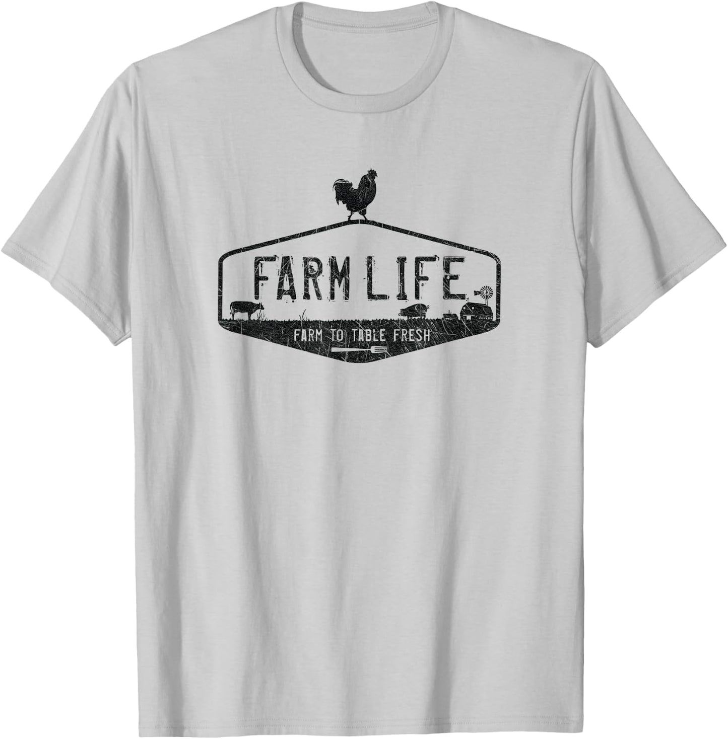 Farm Life , Livestock Distressed Graphic T-Shirt - T-Shirt | Ash