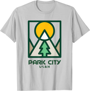 Park City Utah Mountains Tree T-Shirt - T-Shirt | Ash