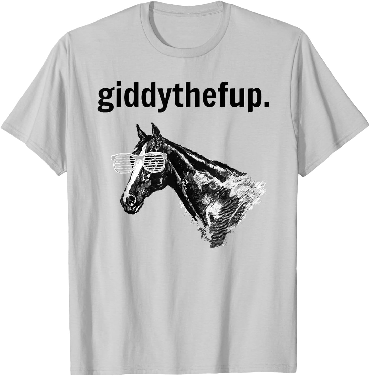 Funny Retro Horse Racing Gift: GIDDY THE F UP T-Shirt - T-Shirt | Ash