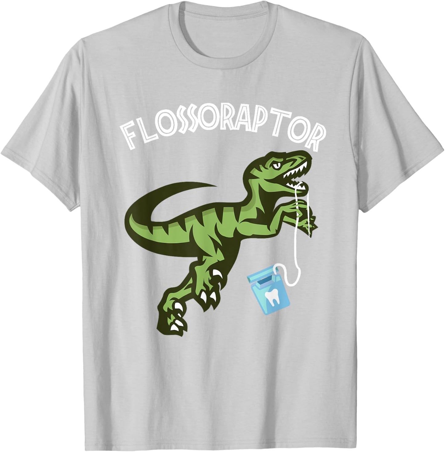 Floss Shirt - Funny Flossoraptor Dental Hygiene T-Shirt - T-Shirt | Ash
