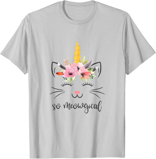 Meowgical Caticorn Cute Cat Unicorn Birthday T-Shirt - T-Shirt | Ash