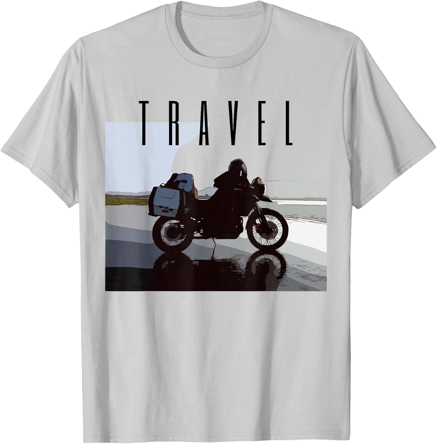 Motorcycle Travel Adventure Bike T-Shirt - T-Shirt | Ash