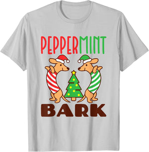Peppermint Bark - Xmas Doxie Dachshund Pun Christmas T-Shirt - T-Shirt | Ash