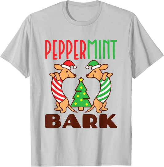 Peppermint Bark - Xmas Doxie Dachshund Pun Christmas T-Shirt - T-Shirt | Ash