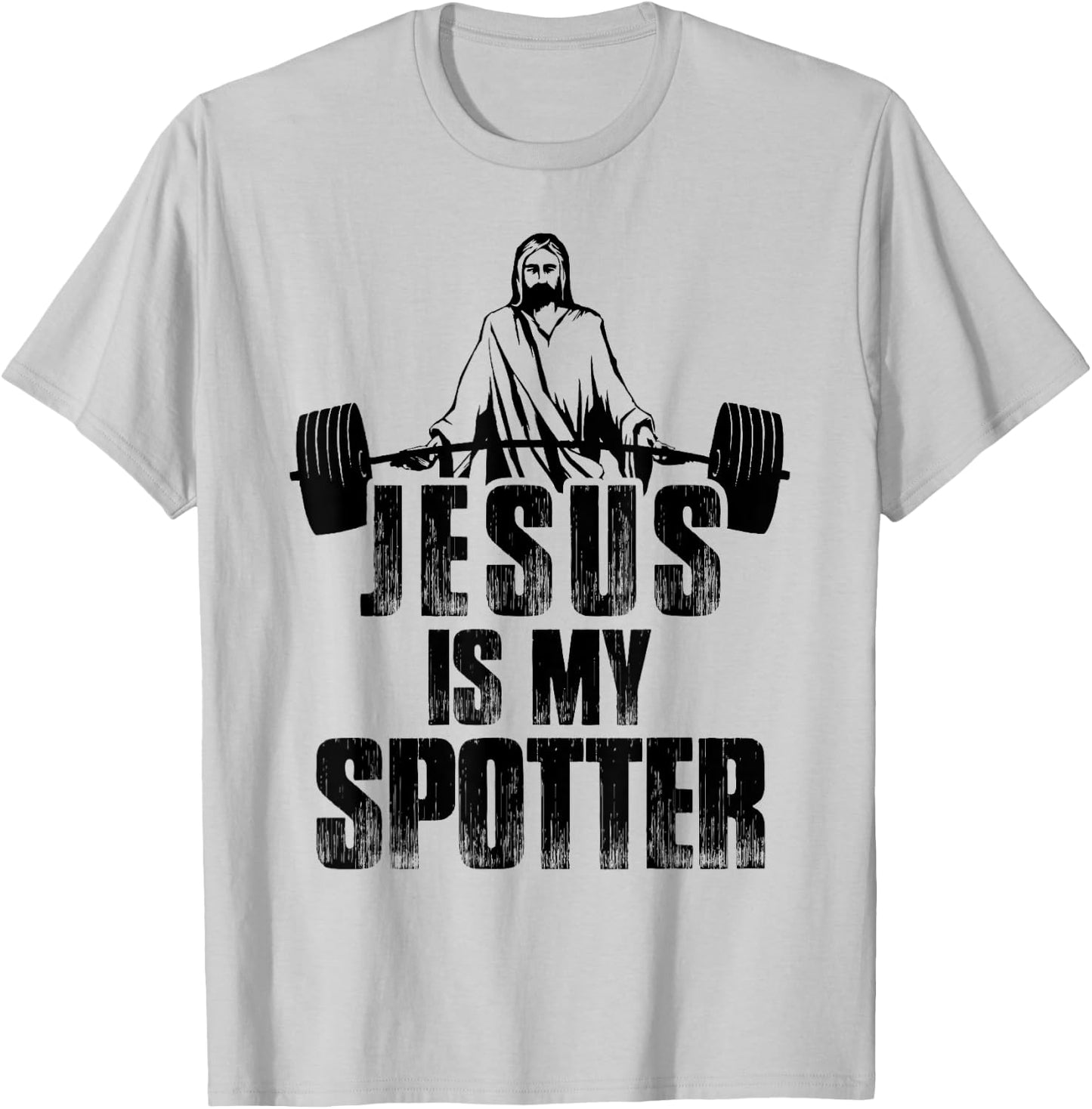 Christian Shirt Funny Gym Jesus Is My Spotter Gift T-Shirt - T-Shirt | Ash