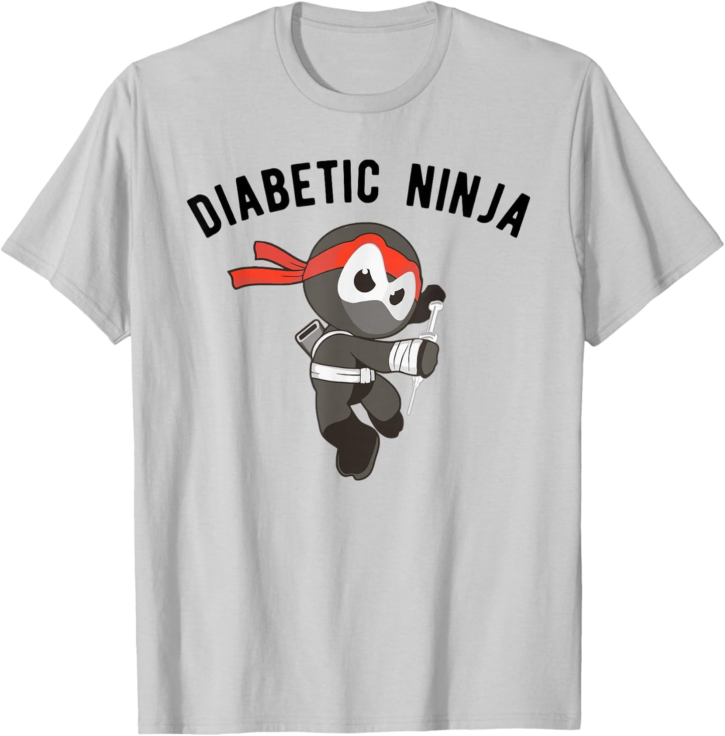 Diabetic Ninja , Type 1 Diabetes Apparel T-Shirt - T-Shirt | Ash