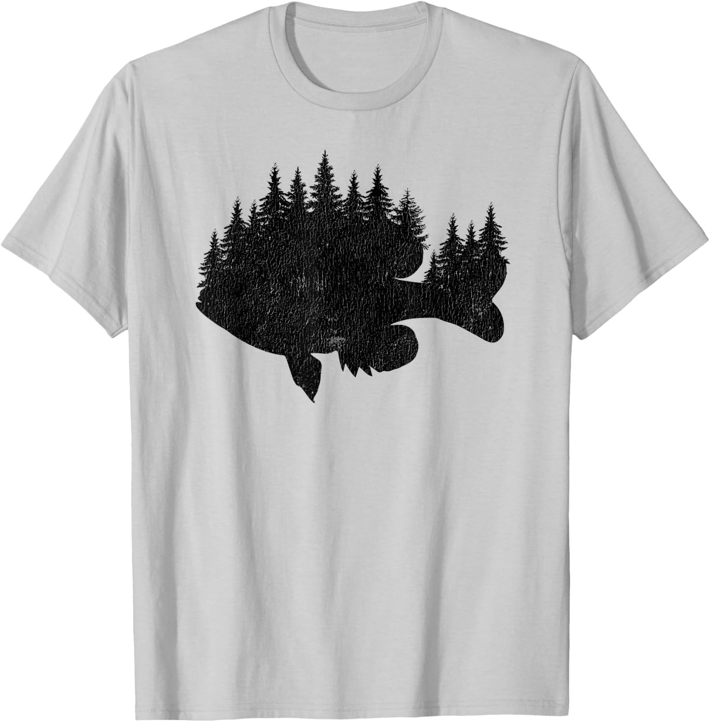 Bluegill Fishing Forest Treeline - Panfish Fisherman T-Shirt - T-Shirt | Ash
