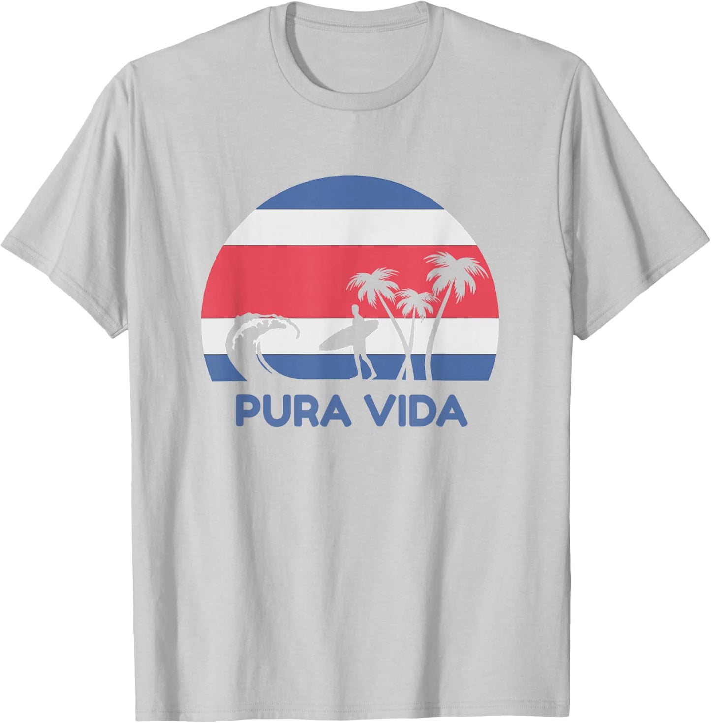 Pura Vida Costa Rica Surf Beach T-Shirt - T-Shirt | Ash