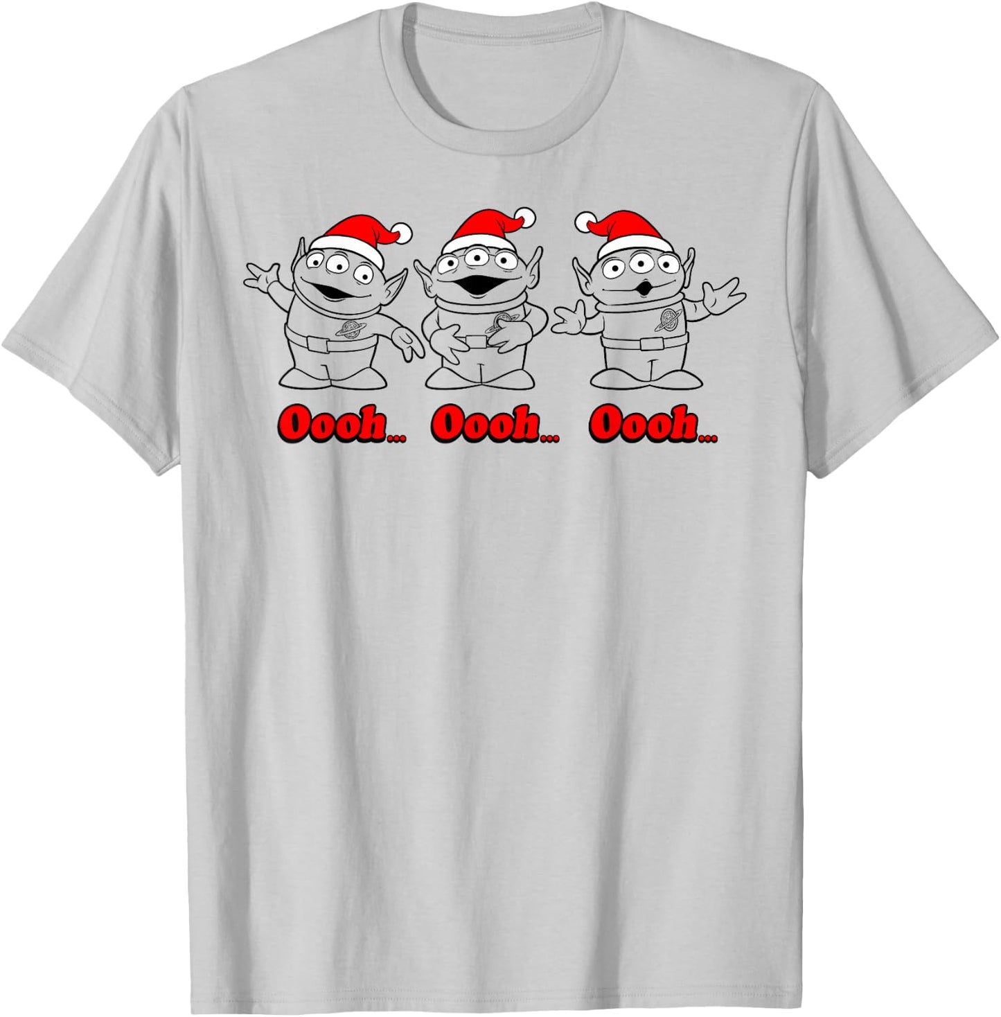 Disney Pixar Toy Story Christmas Aliens Santa Line Art Trio T-Shirt - T-Shirt | Ash