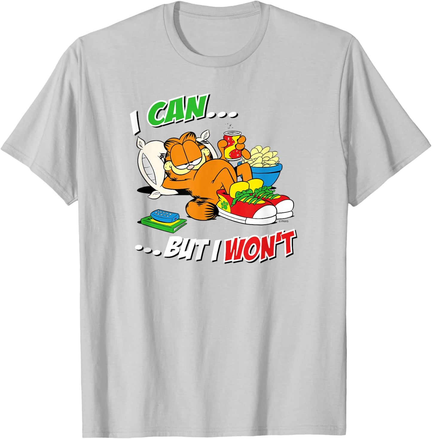 Garfield I Can But I Won't T-Shirt - T-Shirt | Ash