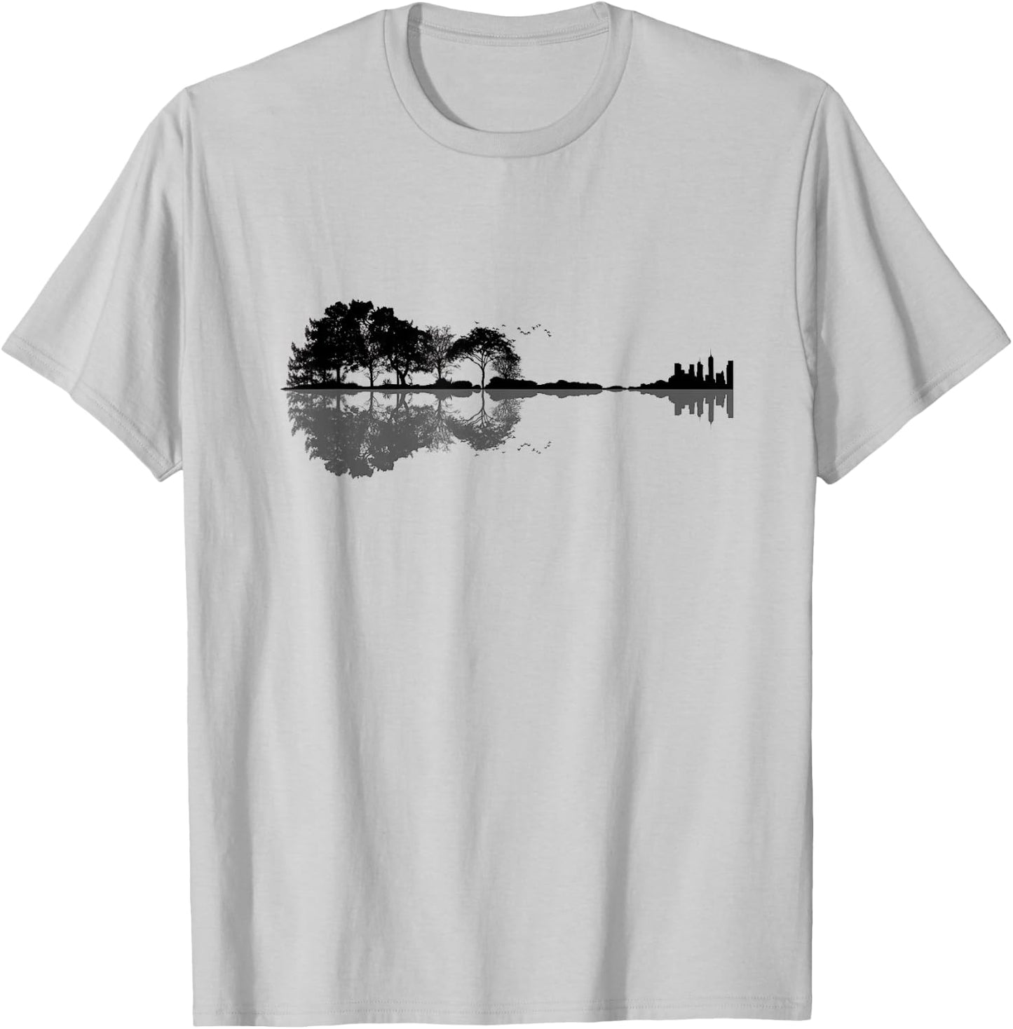 Acoustic Guitar Nature Forest Music Bass Guitarist Men Women T-Shirt - T-Shirt | Ash