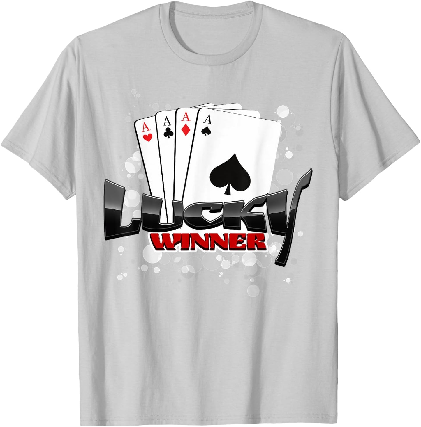 Lucky Winner Aces Playing Cards T Shirt Poker Birthday Gift T-Shirt - T-Shirt | Ash