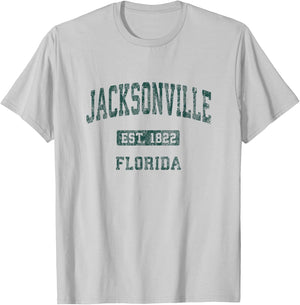 Jacksonville Florida FL Vintage Athletic Sports Design T-Shirt - T-Shirt | Ash