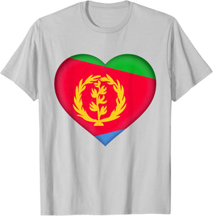 I Love Eritrea | Eritrean Flag Heart Outfit T-Shirt - T-Shirt | Ash