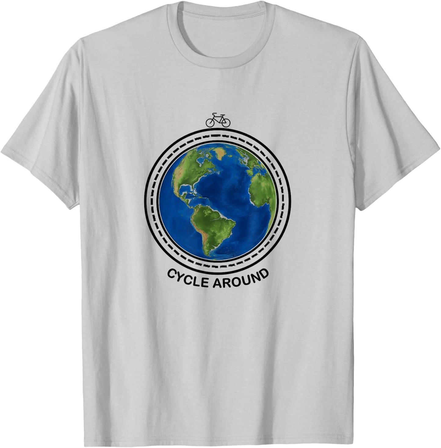 Symbolic Cycle Around Your World - Adventure Cycling T-Shirt - T-Shirt | Ash