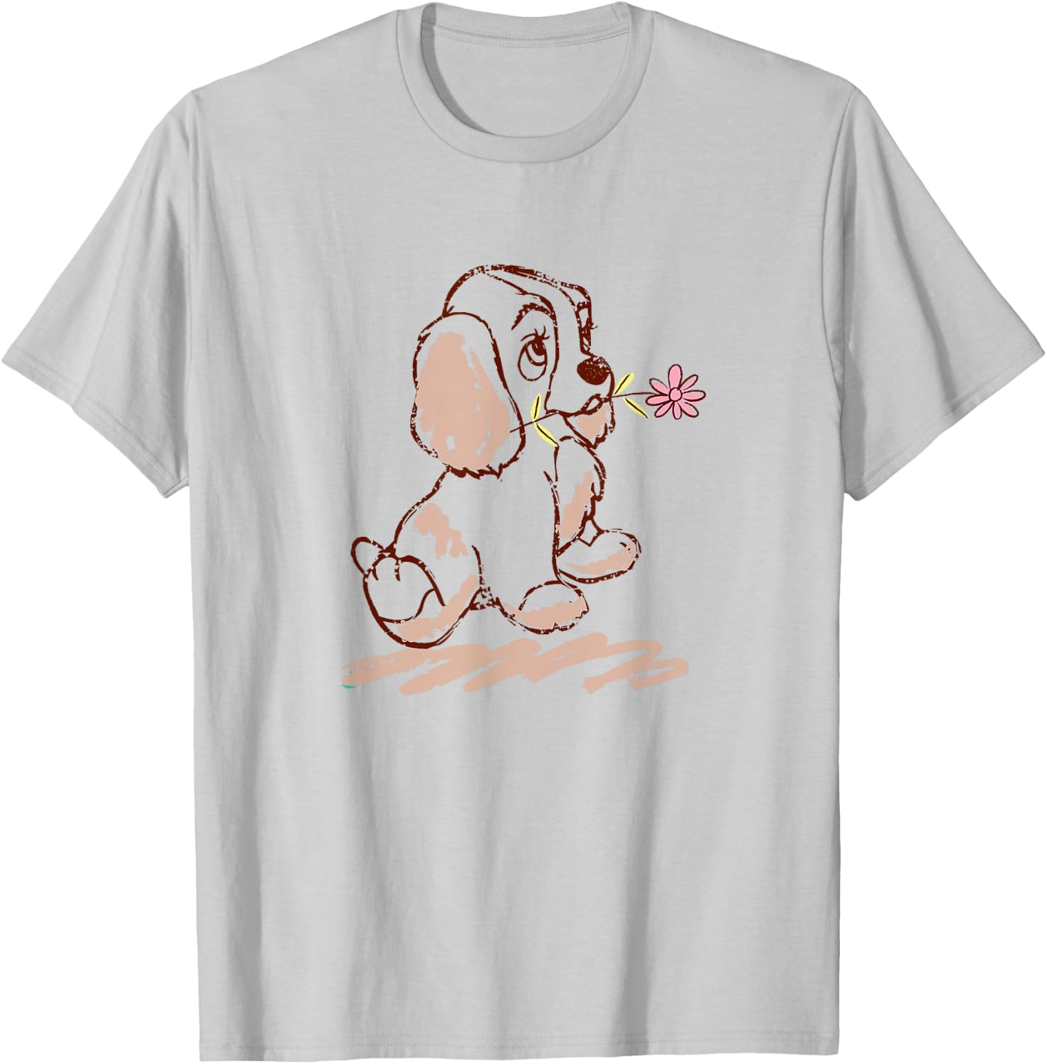 Disney Lady and The Tramp Lady Puppy Sketch T-Shirt - T-Shirt | Ash