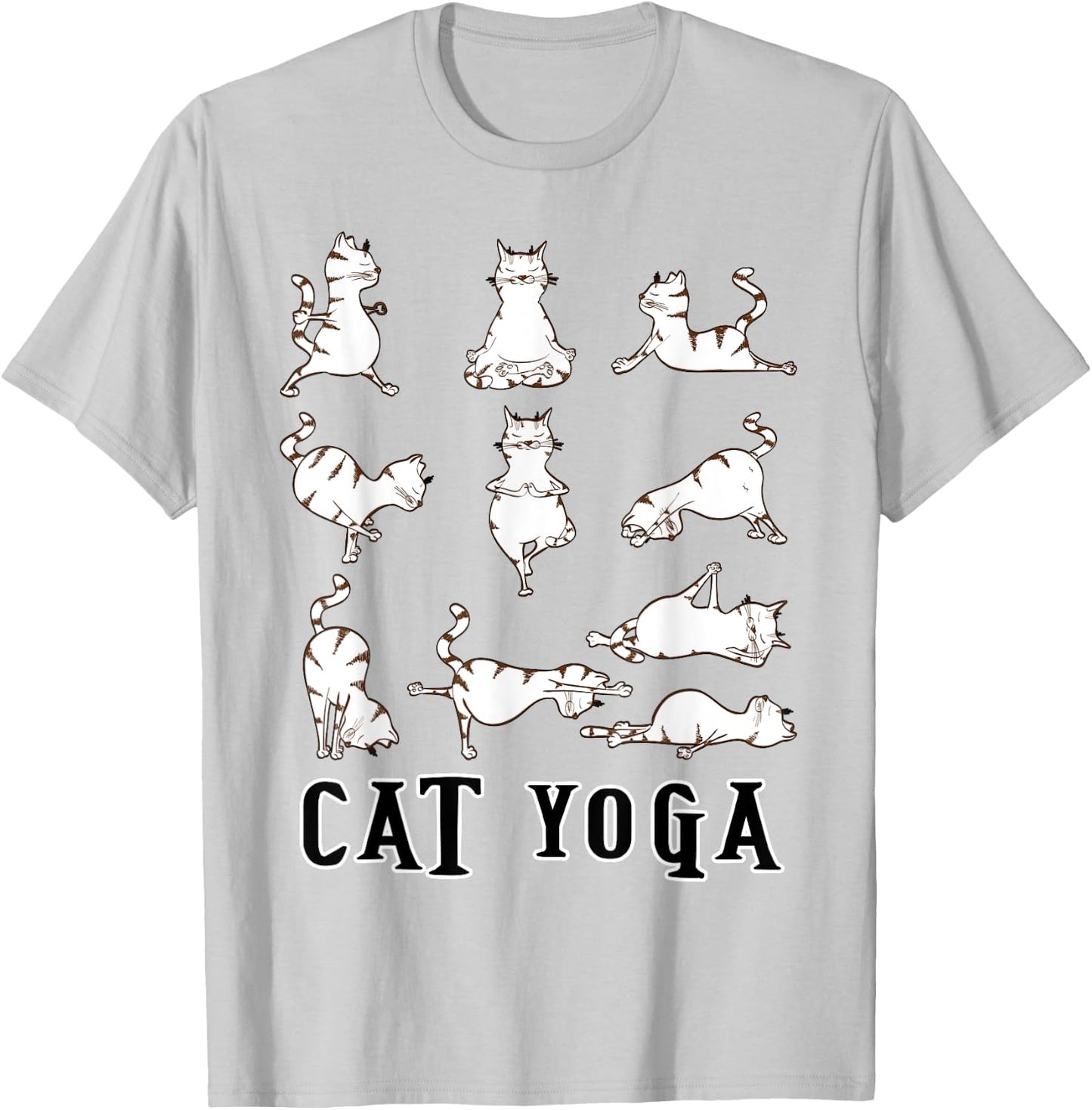 Fun Cat Yoga Gift T Shirt, Cute Family Gift, Lt T-Shirt - T-Shirt | Ash