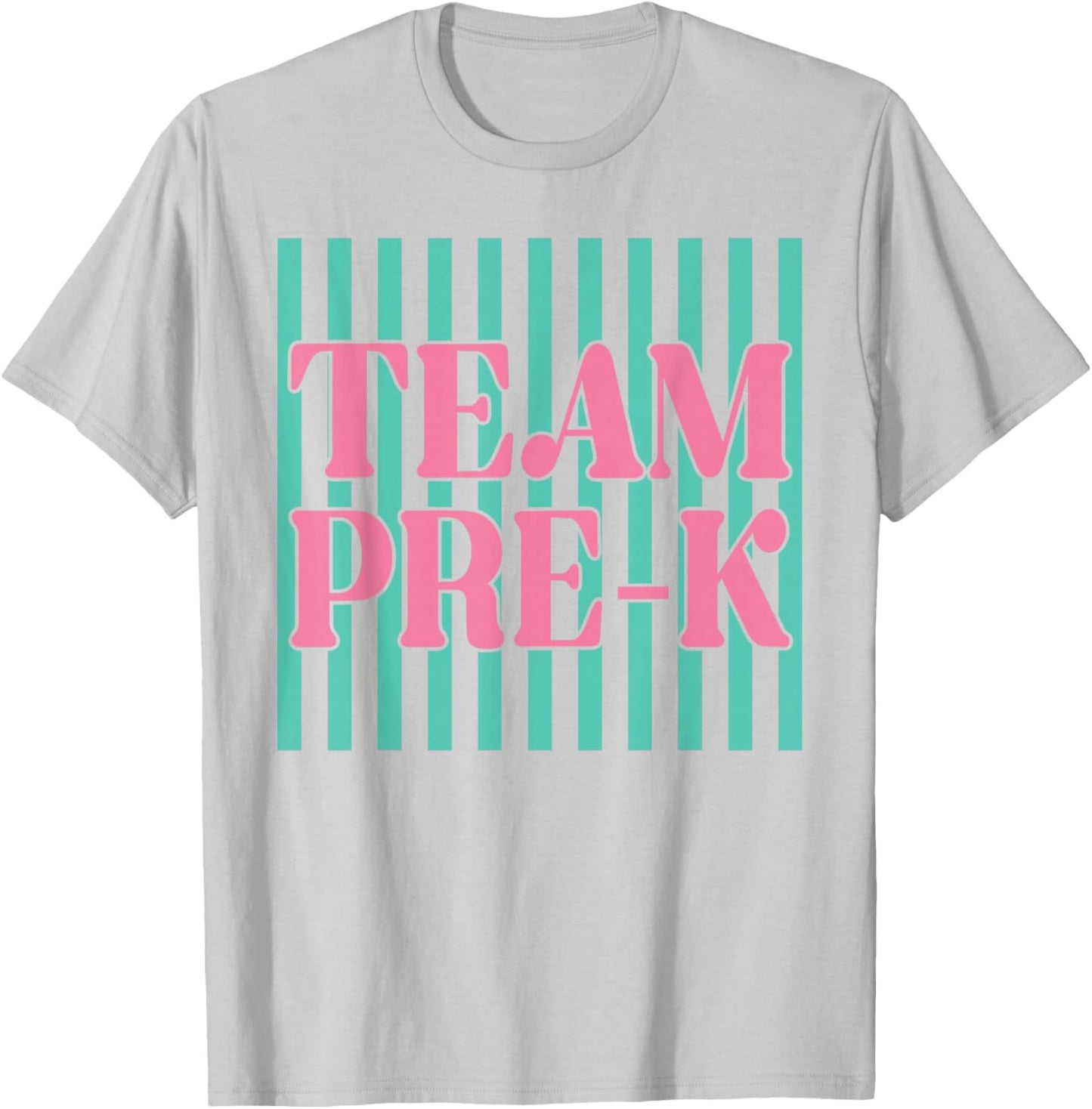 Striped Team Preschool Pre-K Back to School Teachers Kids T-Shirt - T-Shirt | Ash