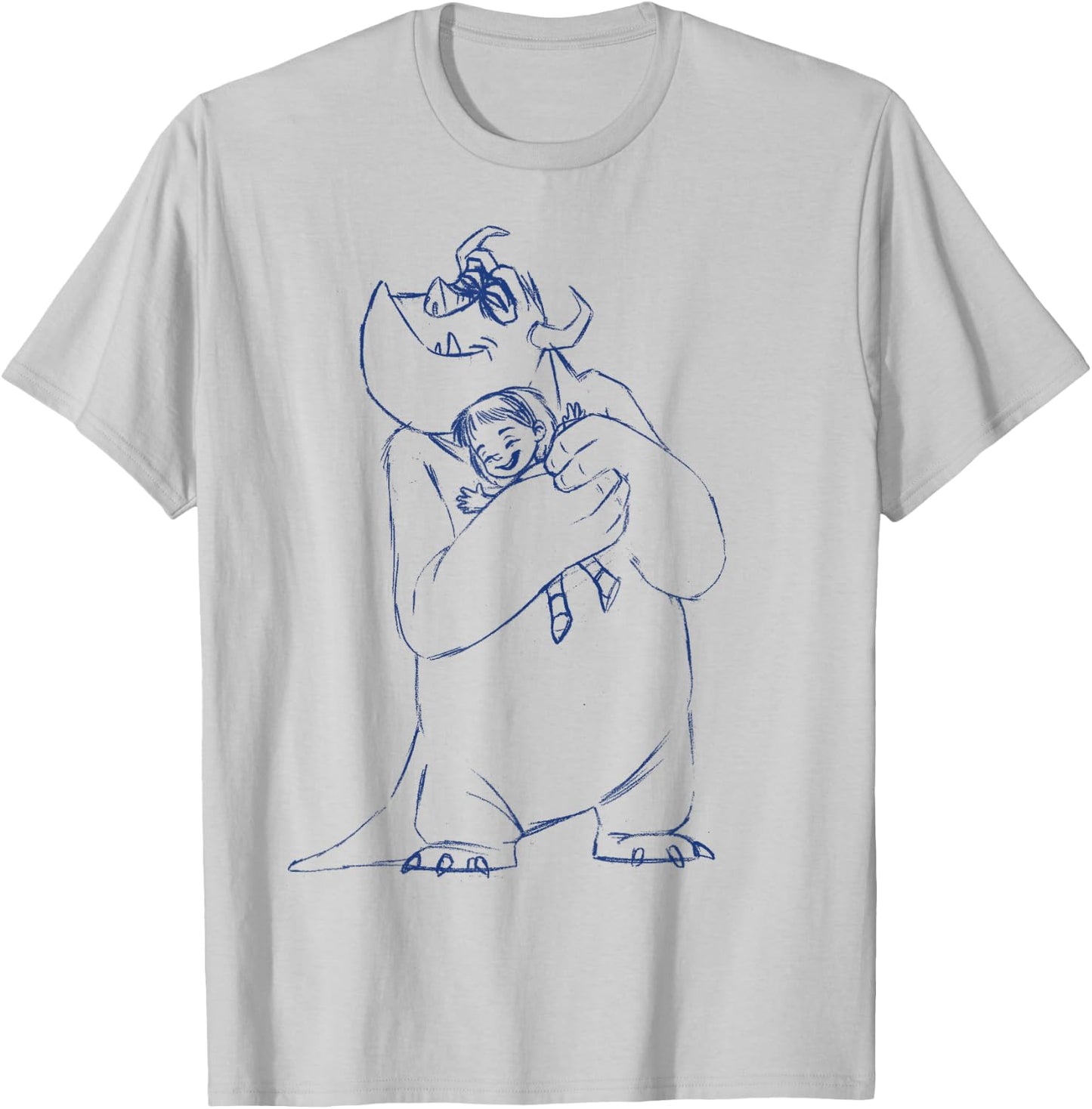Disney Pixar Monsters, Inc. Mike & Boo Hug Fine Art Sketch T-Shirt - T-Shirt | Ash