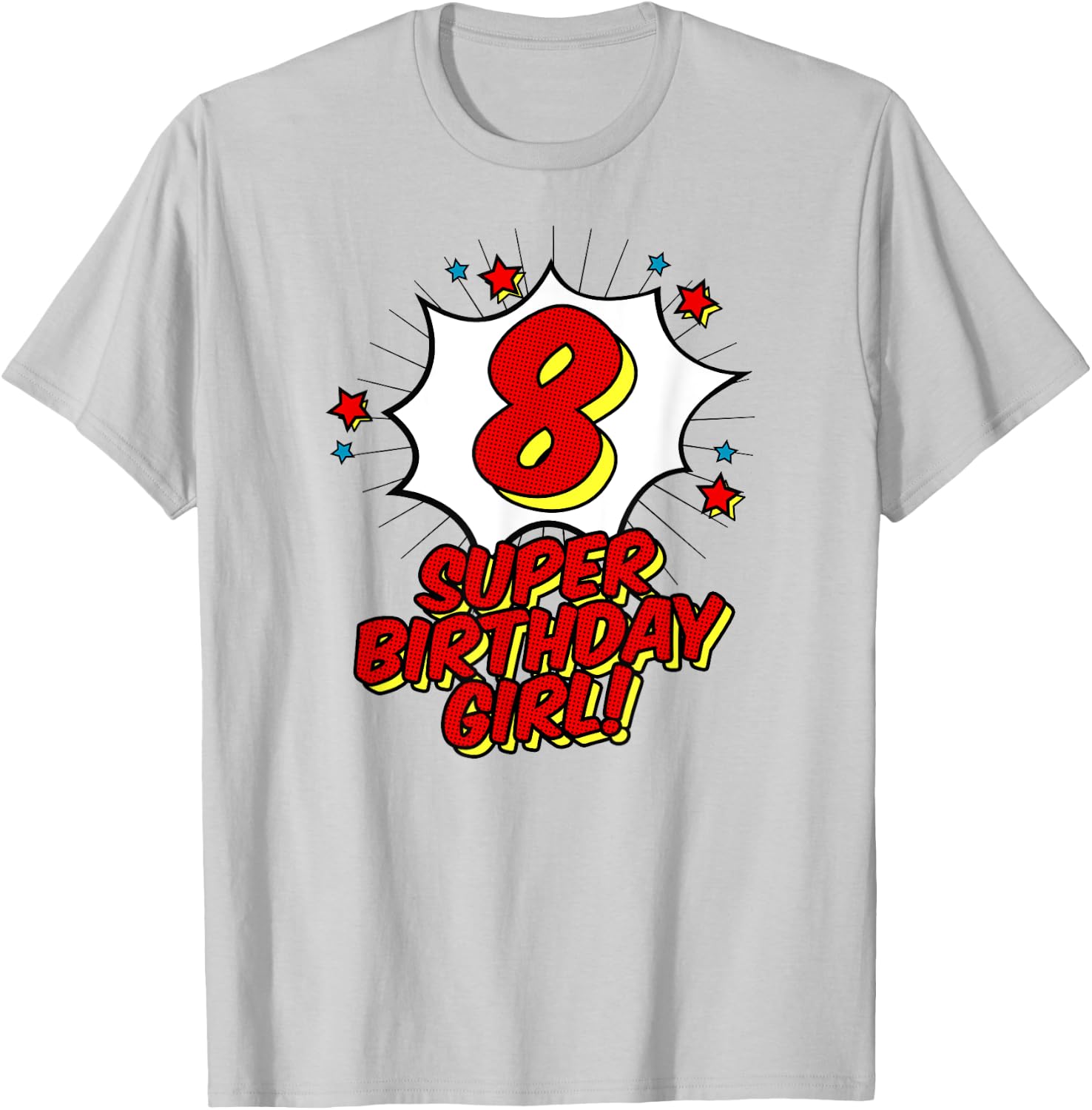 Super 8th Birthday Girl Shirt Superhero Birthday Party T-Shirt - T-Shirt | Ash