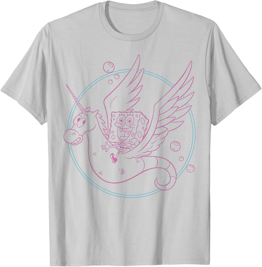 SpongeBob SquarePants Unicorn Seahorse Joy T-Shirt - T-Shirt | Ash