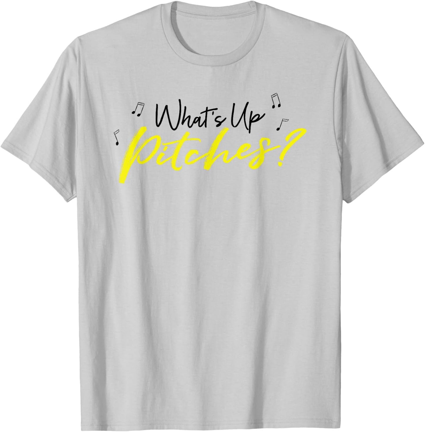 Pitch Perfect "What's Up Pitches?" Black & Yellow T-Shirt - T-Shirt | Ash