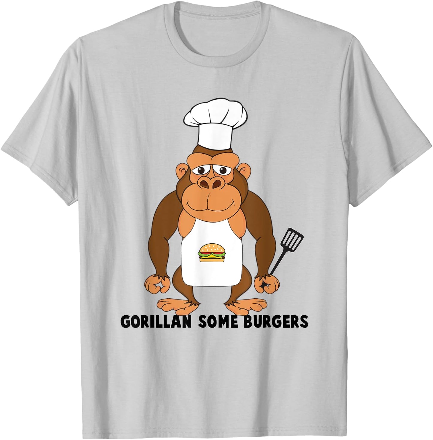 Dad BBQ Grill Gorilla Chef Hamburgers Cooking Gifts T-Shirt - T-Shirt | Ash