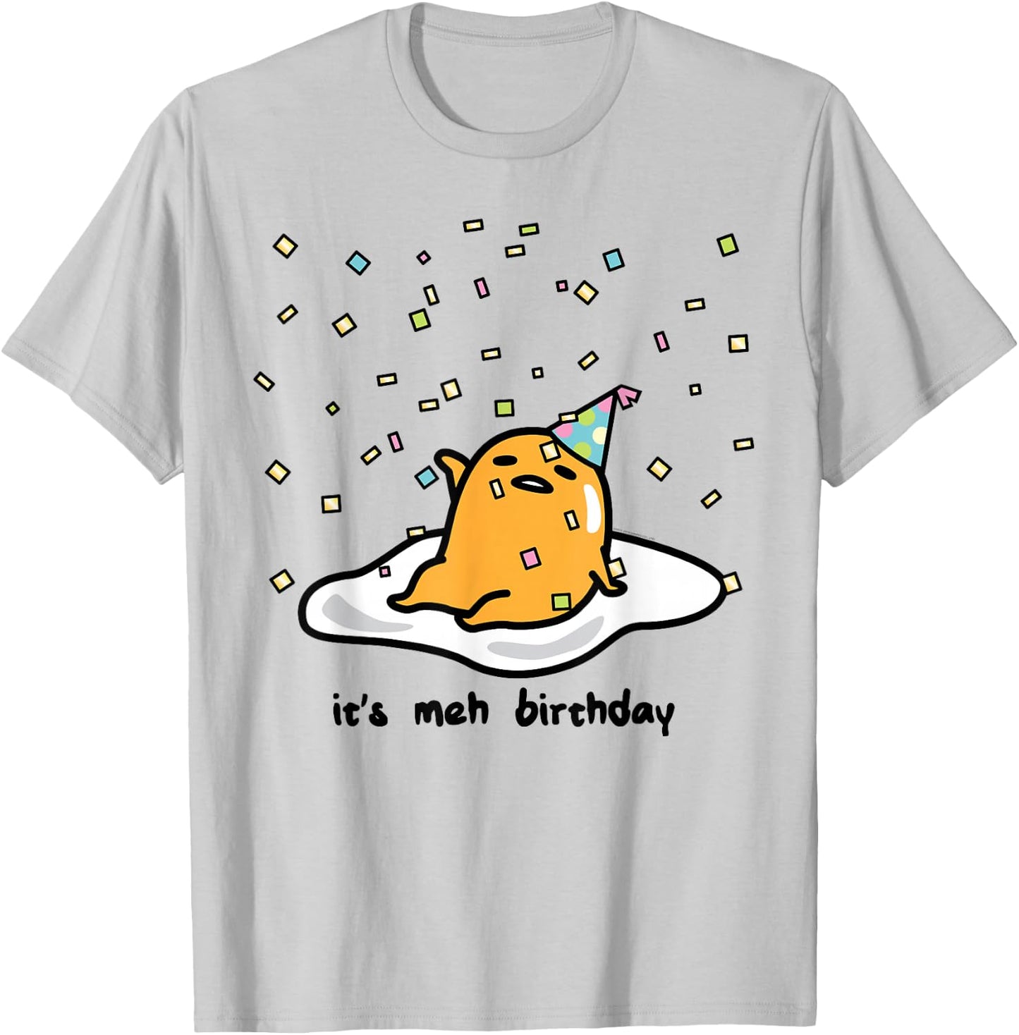 Gudetama The Lazy Egg It's Meh My Birthday Confetti Party Small T-Shirt - T-Shirt | Ash