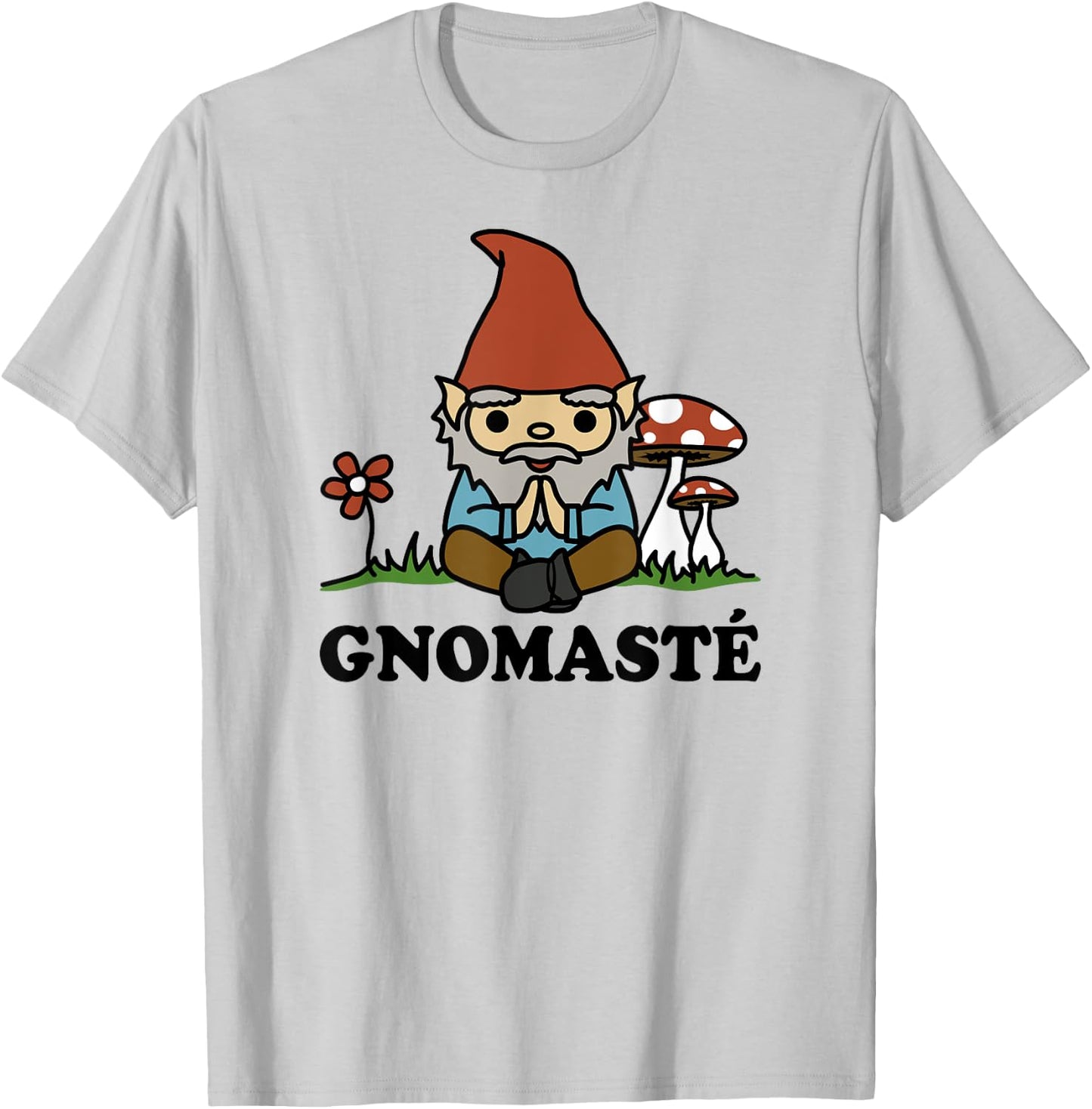 Gnomaste Cute Meditating Gnome Funny Yoga T-Shirt - T-Shirt | Ash