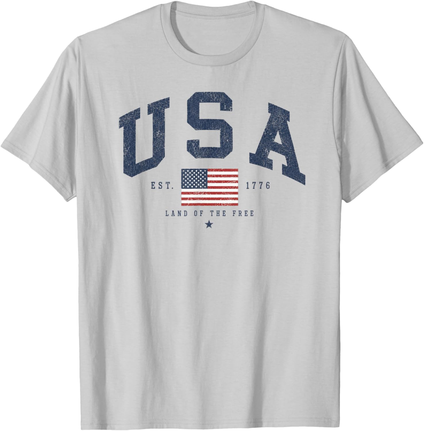 Vintage USA Flag Design for Fourth of July, Patriotic T-Shirt - T-Shirt | Ash