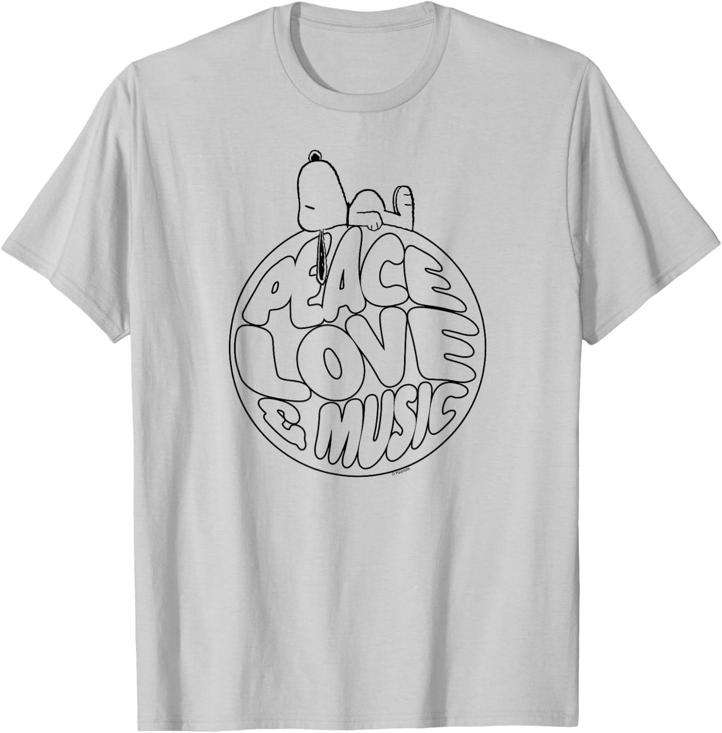 Peanuts -Snoopy Peace Love and Music T-Shirt - T-Shirt | Ash