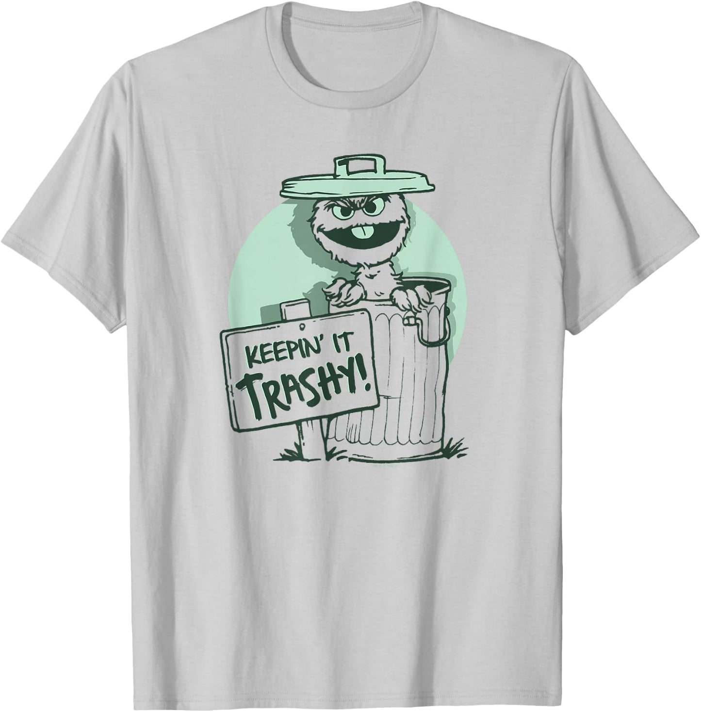 Sesame Street Oscar The Grouch Keepin' It Trashy T-Shirt - T-Shirt | Ash