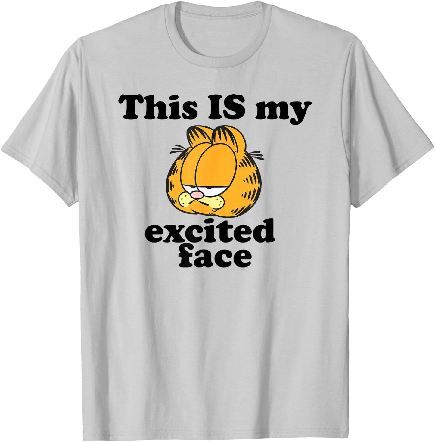 Garfield This is My Excited Face Sarcastic Cartoon Cat T-Shirt - T-Shirt | Ash