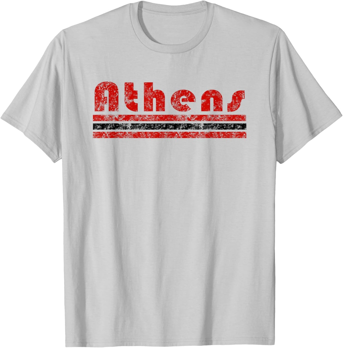 Athens Georgia Retro Three Stripe Weathered Vintage T-Shirt - T-Shirt | Ash