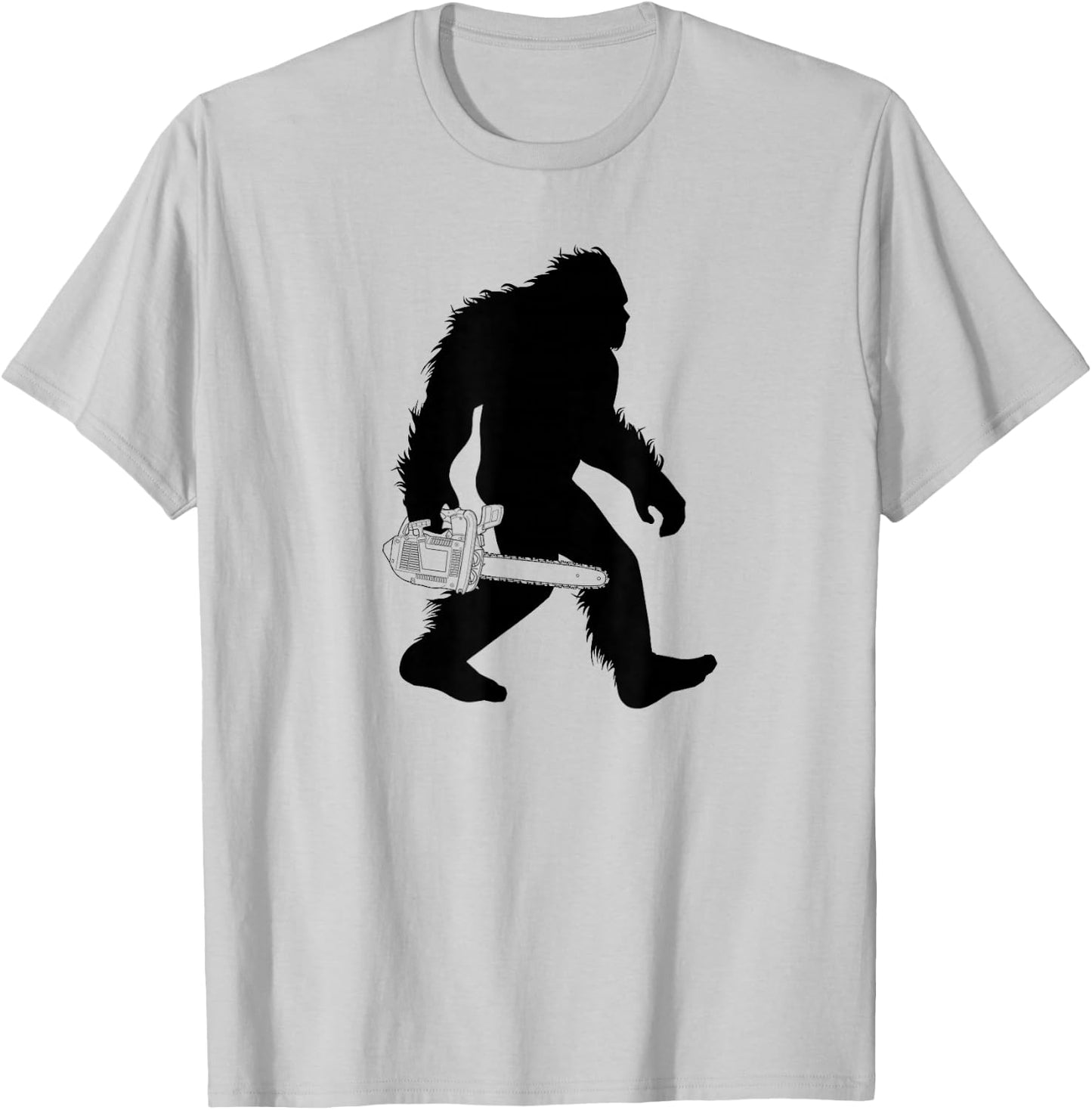 Bigfoot Carrying Chainsaw , Lumberjack Sasquatch T-Shirt - T-Shirt | Ash