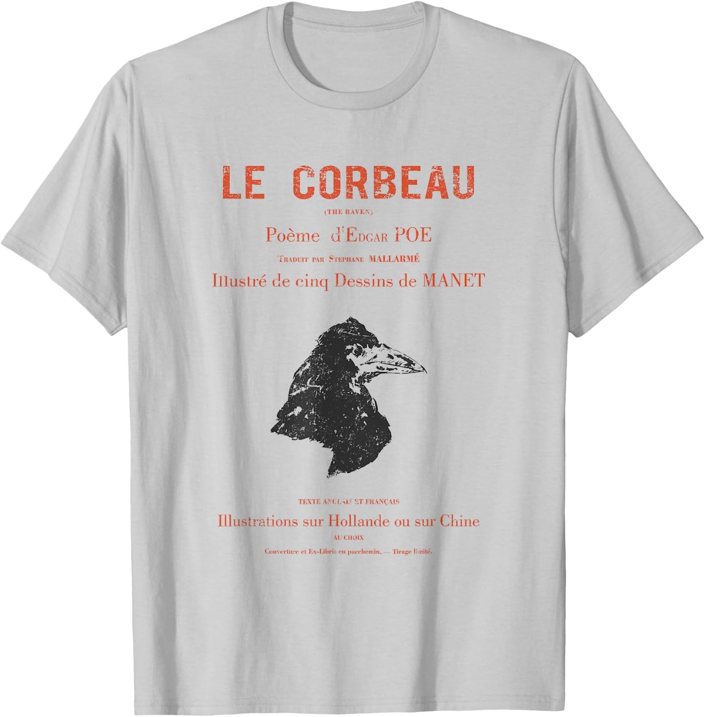 Edgar Allen Poe's the Raven (le Corbeau) 1875 French Edition T-Shirt - T-Shirt | Ash