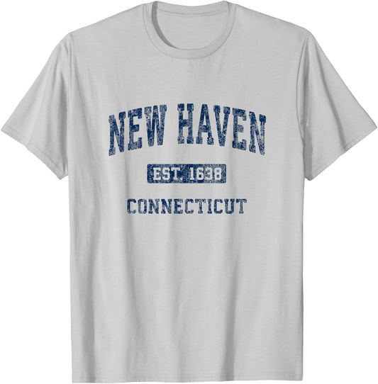 New Haven Connecticut CT Vintage Athletic Sports Design T-Shirt - T-Shirt | Ash