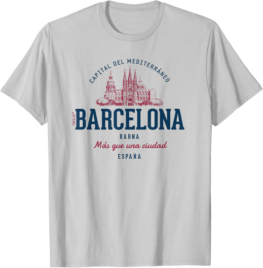 Spain Retro Styled Vintage Barcelona T-Shirt - T-Shirt | Ash