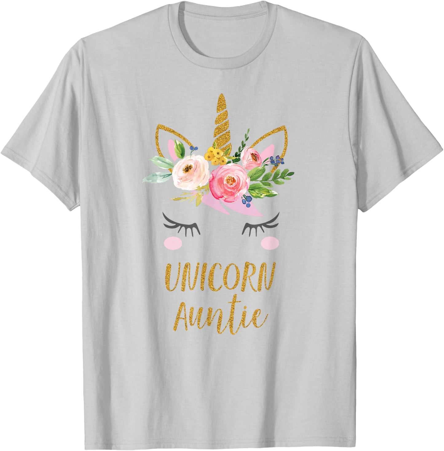 Unicorn Auntie Shirt, Floral Bouquet T-Shirt - T-Shirt | Ash