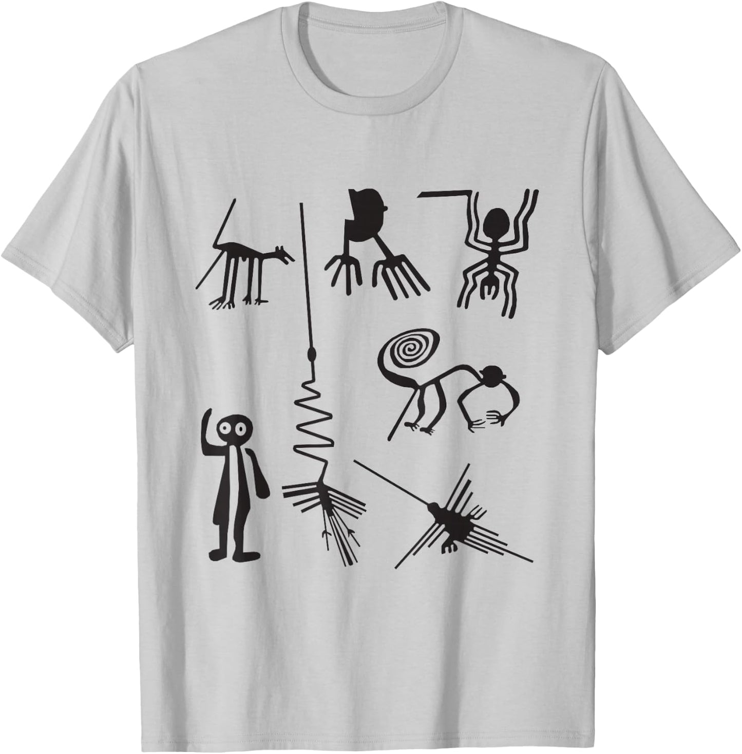 Nazca Lines Ancient UFO Aliens Extraterrestrial Art T-Shirt - T-Shirt | Ash