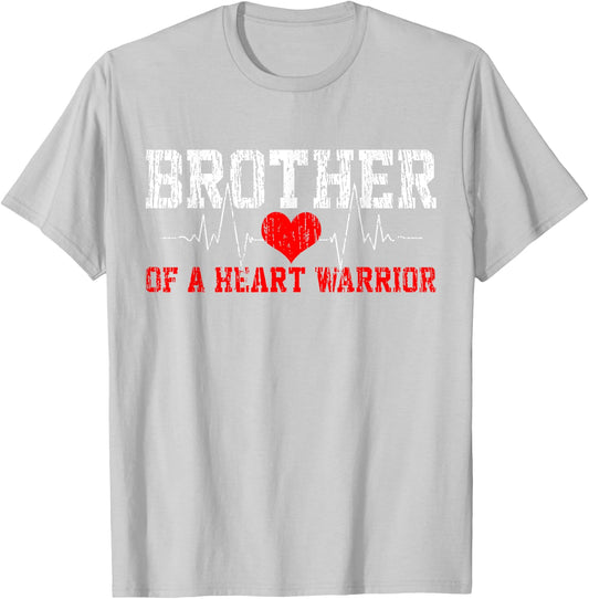 Heart Disease Heartbeat Warrior Brother Gift T-Shirt - T-Shirt | Ash