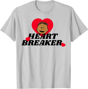 Peanuts Franklin Heartbreaker Adult Blue Small Short Sleeve T-Shirt - T-Shirt | Ash